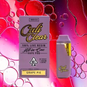 Cali Clear Grape Pie – 1g Live Resin – All In One Vape Pod – Indica